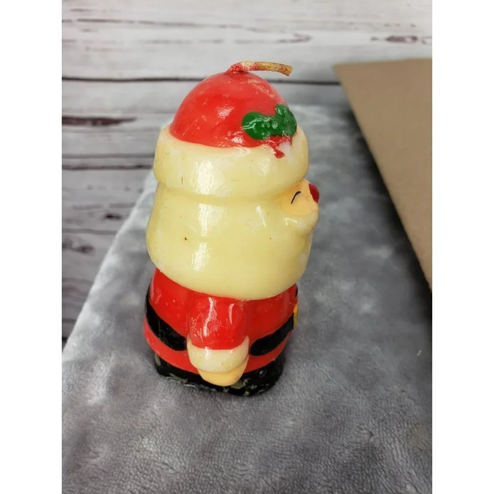 Vintage 1980S‎ small Santa Claus Wax Glossed Candle